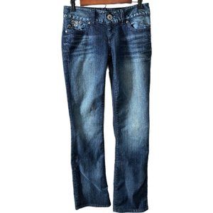 Guess Jeans Women’s Size 27 Daredevil Boot Cut Blue Stretch Dark Wash Low Rise